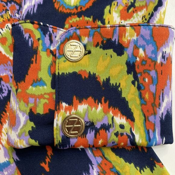 Tracy Negoshian Small Dress Blue Orange Paisley Game Day Stretch 3/4 Sleeve NWT - Picture 10 of 10